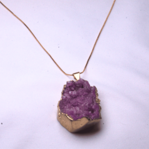 Semi Precious Raw Stone Pendant with Chain